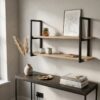 STRATA Loft Steel Shelf Brackets 23.5×60cm (Set of 2 | 40kg Load Capacity | Matte Black Powder-Coated)