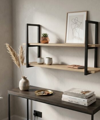STRATA Loft Steel Shelf Brackets 23.5×60cm (Set of 2 | 40kg Load Capacity | Matte Black Powder-Coated)
