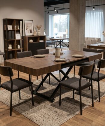 SANNA Height-Adjustable Extendable Coffee-to-Dining Table (120–200cm | 27–80cm Elevation | Premium EGGER® Laminates)