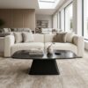 SOLIS Oval Loft Coffee Table (120×60cm × H48cm | 18mm Laminated Top & Architectural Steel Pedestal)