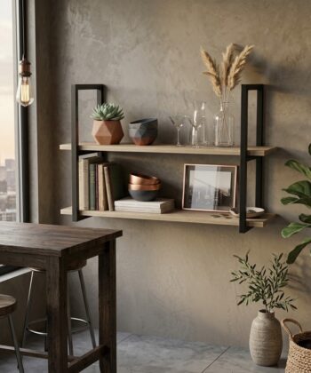 STRATA Loft Steel Shelf Brackets 23.5×60cm (Set of 2 | 40kg Load Capacity | Matte Black Powder-Coated)