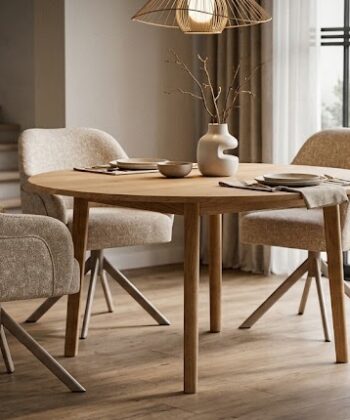 AURIN SUPREME Swivel Dining Chair in Beige Textured Fabric with Powder-Coated Steel Base (58 × 48 cm | Seat Height 49 cm)