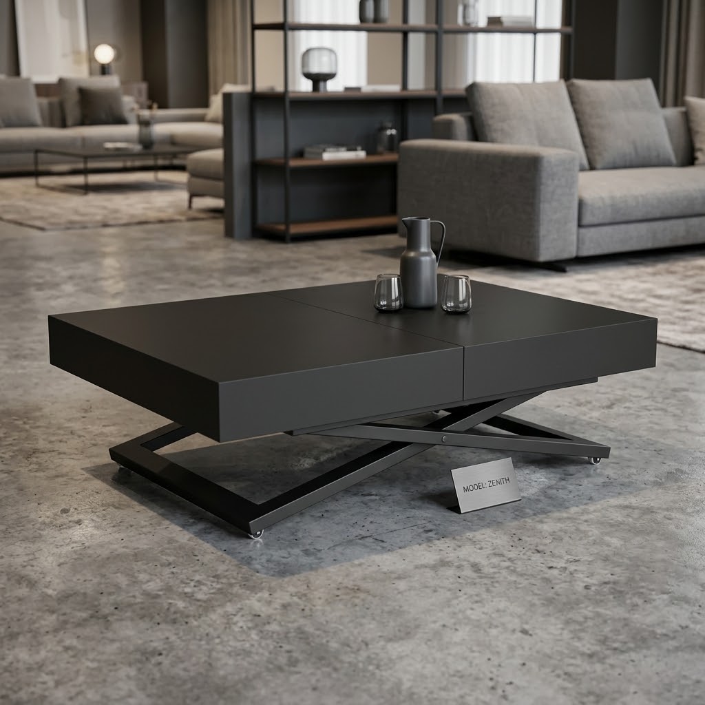 SANNA Height-Adjustable Extendable Coffee-to-Dining Table (120–200cm | 27–80cm Elevation | Premium EGGER® Laminates)