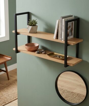 STRATA Loft Steel Shelf Brackets 23.5×60cm (Set of 2 | 40kg Load Capacity | Matte Black Powder-Coated)