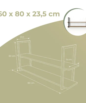 STRATA Loft Steel Shelf Brackets 23.5×60cm (Set of 2 | 40kg Load Capacity | Matte Black Powder-Coated)