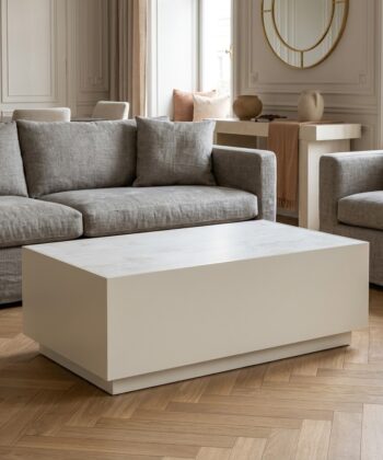 TETRA Low Rectangular Loft Coffee Table (100.6×55.2cm × H35.8cm | 18mm Top & Powder-Coated Steel Frame)