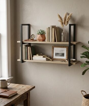 STRATA Loft Steel Shelf Brackets 23.5×60cm (Set of 2 | 40kg Load Capacity | Matte Black Powder-Coated)
