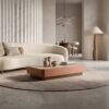 ZENITH Japandi Low Oval Coffee Table (120×60cm × H20cm | Two-Tone Steel Base & Laminated Top)