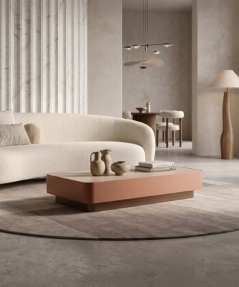 ZENITH Japandi Low Oval Coffee Table (120×60cm × H20cm | Two-Tone Steel Base & Laminated Top)