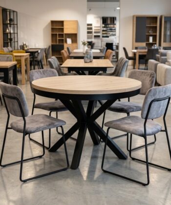 OSLO Round Industrial Extendable Dining Table (Ø100cm to 176cm & Ø120cm to 196cm | Substantial 36mm Top & 60×20mm Steel Subframe)