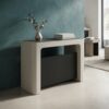 NOVARA Black Laminate Extending Console Table with Cashmere Powder-Coated Steel Frame (110 × 50-300 × 78 cm)