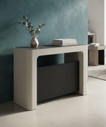 NOVARA Black Laminate Extending Console Table with Cashmere Powder-Coated Steel Frame (110 &times; 50-300 &times; 78 cm)