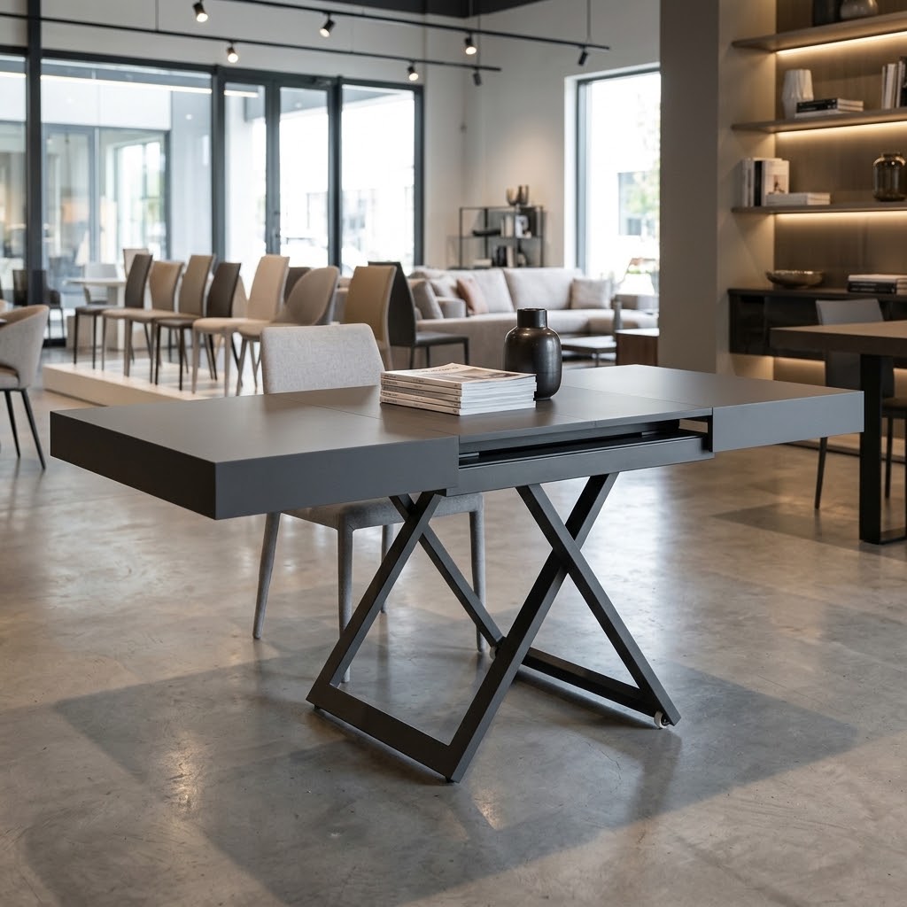 SANNA Height-Adjustable Extendable Coffee-to-Dining Table (120–200cm | 27–80cm Elevation | Premium EGGER® Laminates)