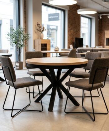 OSLO Round Industrial Extendable Dining Table (Ø100cm to 176cm & Ø120cm to 196cm | Substantial 36mm Top & 60×20mm Steel Subframe)