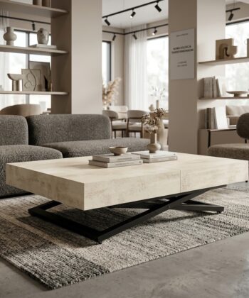 SANNA Height-Adjustable Extendable Coffee-to-Dining Table (120–200cm | 27–80cm Elevation | Premium EGGER® Laminates)