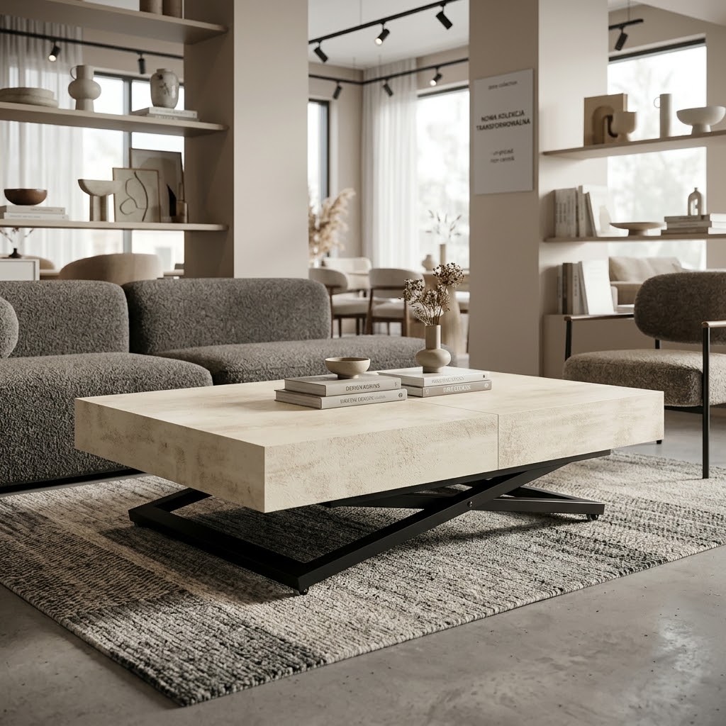 SANNA Height-Adjustable Extendable Coffee-to-Dining Table (120–200cm | 27–80cm Elevation | Premium EGGER® Laminates)