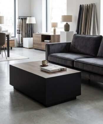 TETRA Low Rectangular Loft Coffee Table (100.6×55.2cm × H35.8cm | 18mm Top & Powder-Coated Steel Frame)