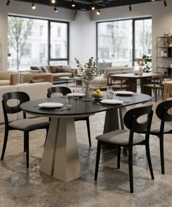 IGNIS Round Extendable Dining Table (Ø100cm to 180cm & Ø120cm to 196cm with Base Ring | Standard & EGGER® Laminates)