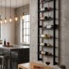 SOMMELIER Wall-Mounted 7-Bottle Steel Wine Rack (125×20×56.4cm | Horizontal Bottle Storage | Matte Black Powder-Coated)