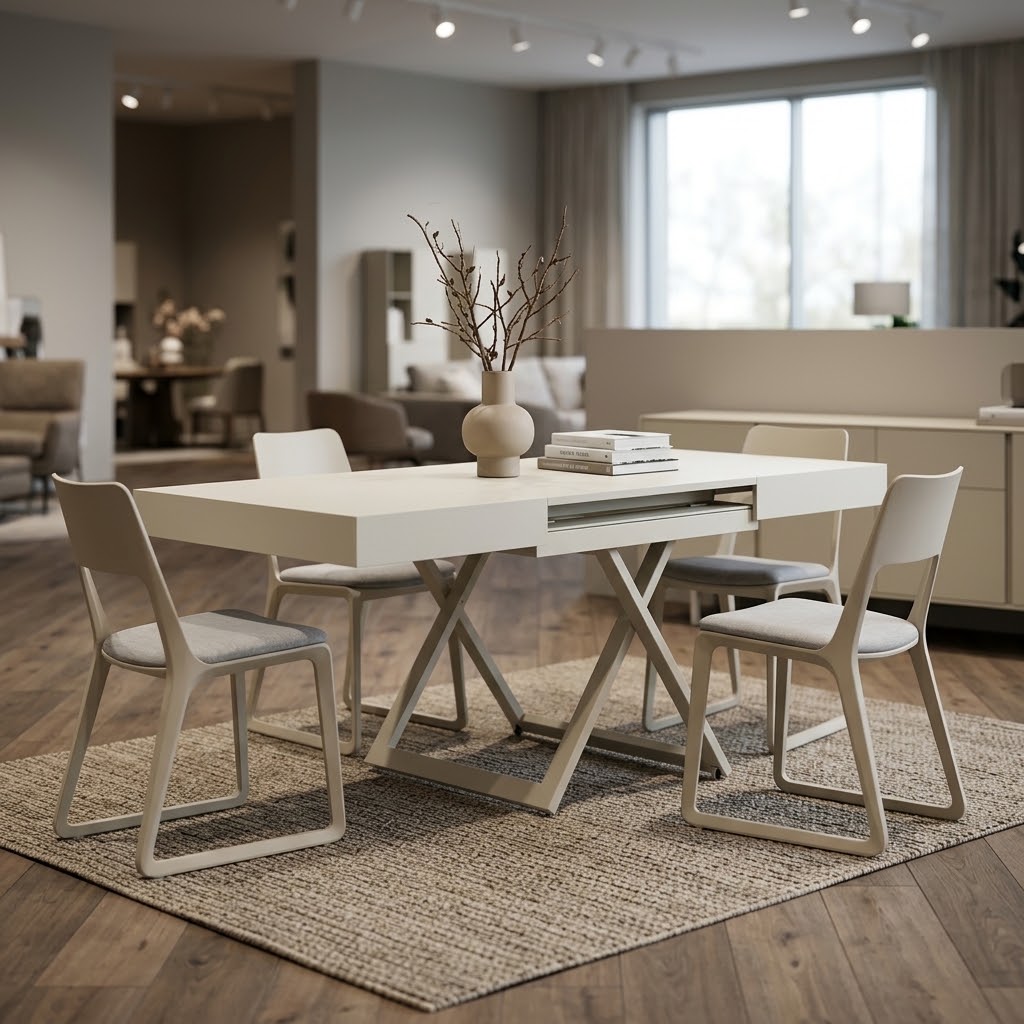 SANNA Height-Adjustable Extendable Coffee-to-Dining Table (120–200cm | 27–80cm Elevation | Premium EGGER® Laminates)