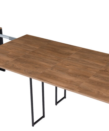 NOVARA Black Laminate Extending Console Table with Cashmere Powder-Coated Steel Frame (110 × 50-300 × 78 cm)