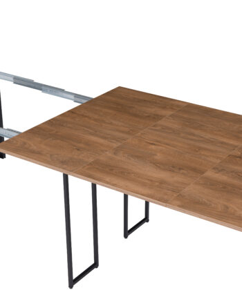 NOVARA Black Laminate Extending Console Table with Cashmere Powder-Coated Steel Frame (110 × 50-300 × 78 cm)