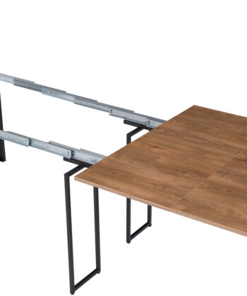 NOVARA Black Laminate Extending Console Table with Cashmere Powder-Coated Steel Frame (110 × 50-300 × 78 cm)