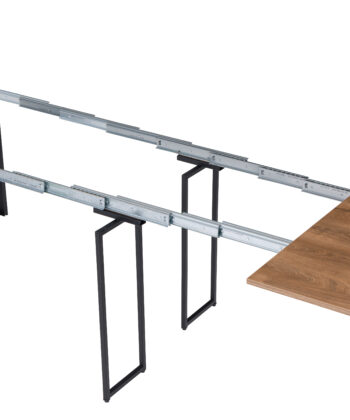 NOVARA Black Laminate Extending Console Table with Cashmere Powder-Coated Steel Frame (110 × 50-300 × 78 cm)