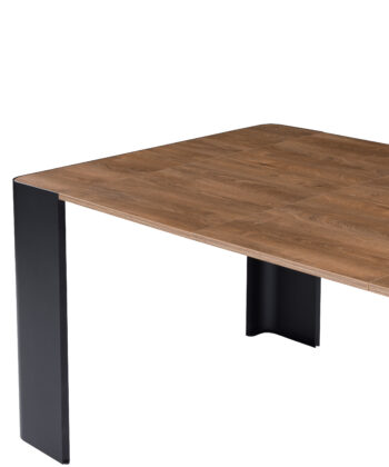 NOVARA Black Laminate Extending Console Table with Cashmere Powder-Coated Steel Frame (110 × 50-300 × 78 cm)
