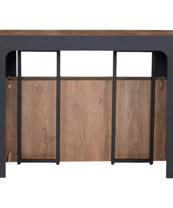 NOVARA Black Laminate Extending Console Table with Cashmere Powder-Coated Steel Frame (110 × 50-300 × 78 cm)