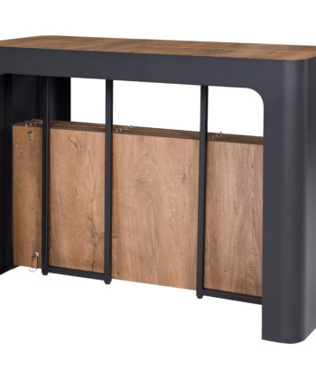 NOVARA Black Laminate Extending Console Table with Cashmere Powder-Coated Steel Frame (110 × 50-300 × 78 cm)