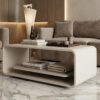 ORBISON Mobile Two-Tier Coffee Table (100×50cm × H41cm | Curved Steel Frame & Floating Shelf)