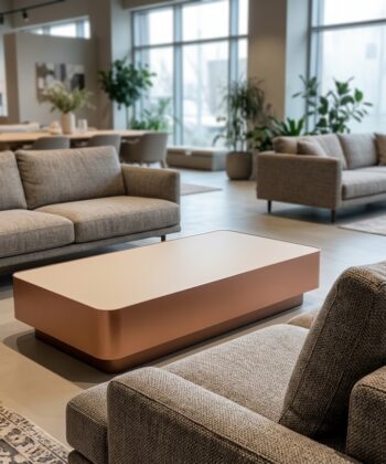 ZENITH Japandi Low Oval Coffee Table (120×60cm × H20cm | Two-Tone Steel Base & Laminated Top)
