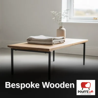Handcrafted oak and steel coffee table in a modern Irish living room