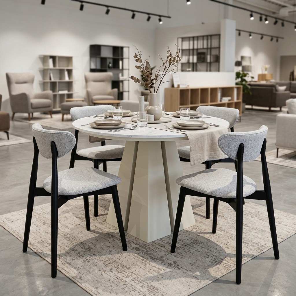IGNIS Round Extendable Dining Table (Ø100cm to 180cm & Ø120cm to 196cm with Base Ring | Standard & EGGER® Laminates)