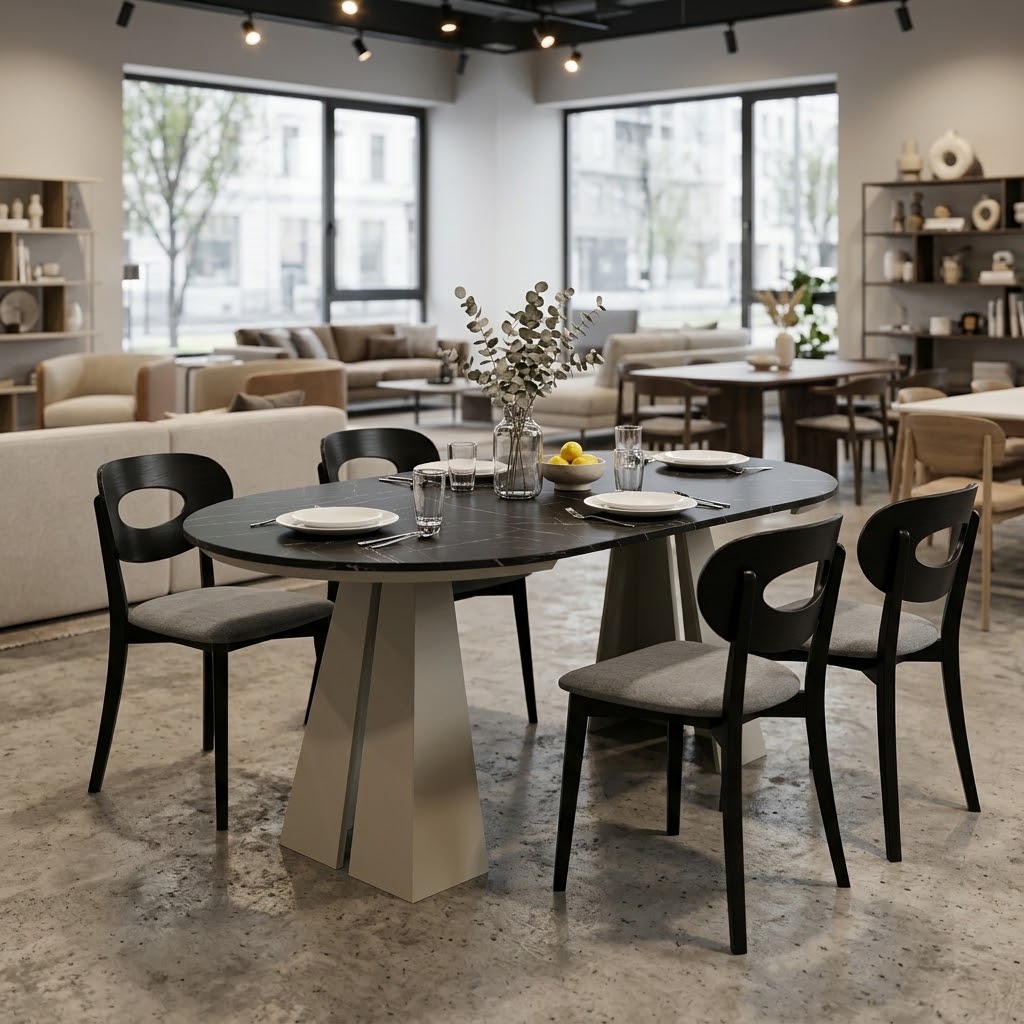 IGNIS Round Extendable Dining Table (Ø100cm to 180cm & Ø120cm to 196cm with Base Ring | Standard & EGGER® Laminates)