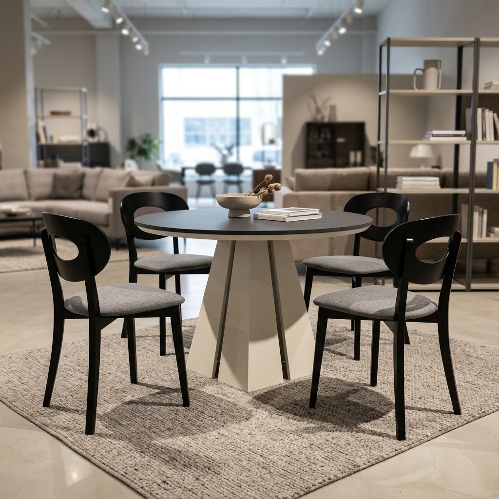 IGNIS Round Extendable Dining Table (Ø100cm to 180cm & Ø120cm to 196cm with Base Ring | Standard & EGGER® Laminates)
