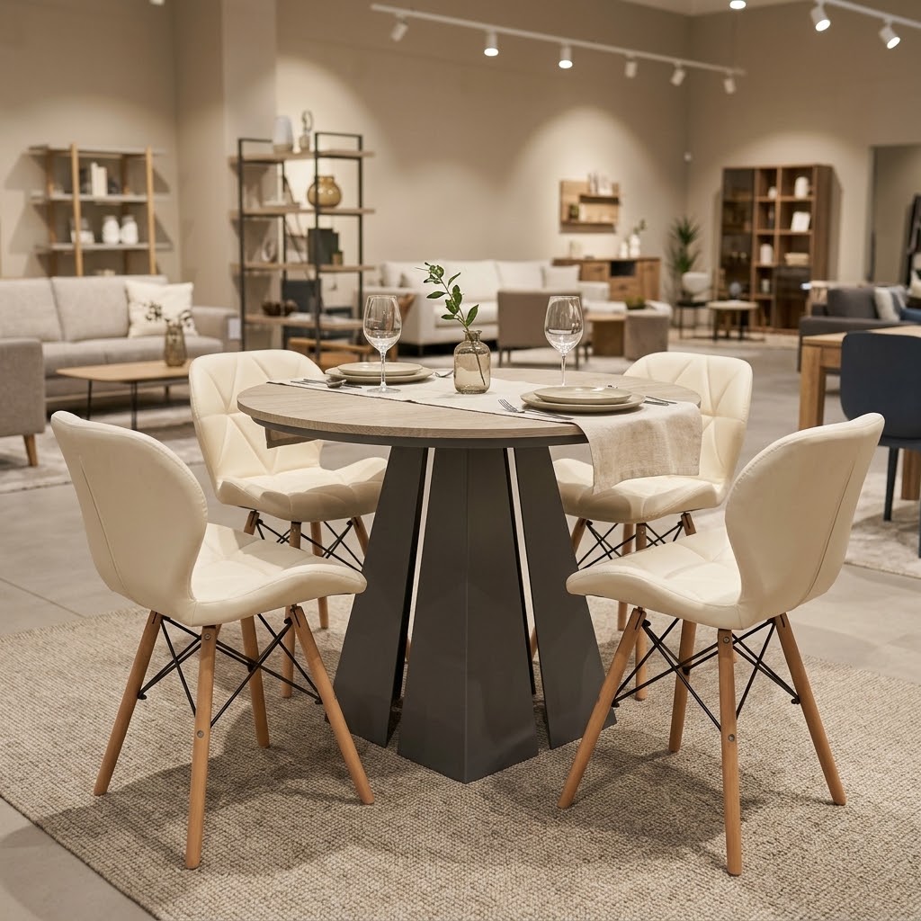 IGNIS Round Extendable Dining Table (Ø100cm to 180cm & Ø120cm to 196cm with Base Ring | Standard & EGGER® Laminates)