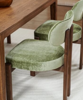 KORU Sculptural Dining Chair (H83cm × W59cm | Exposed Dual Wooden Beam Frame & Upholstered Seat)