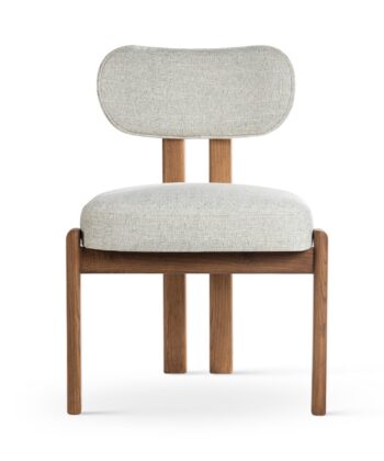 KORU Sculptural Dining Chair (H83cm × W59cm | Exposed Dual Wooden Beam Frame & Upholstered Seat)