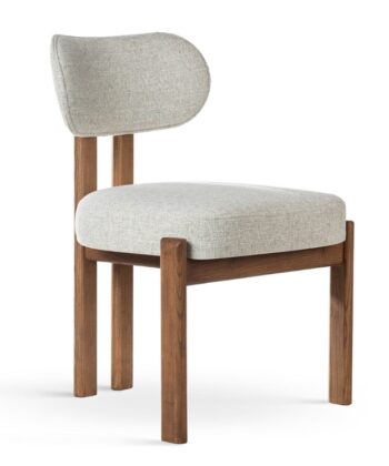 KORU Sculptural Dining Chair (H83cm × W59cm | Exposed Dual Wooden Beam Frame & Upholstered Seat)