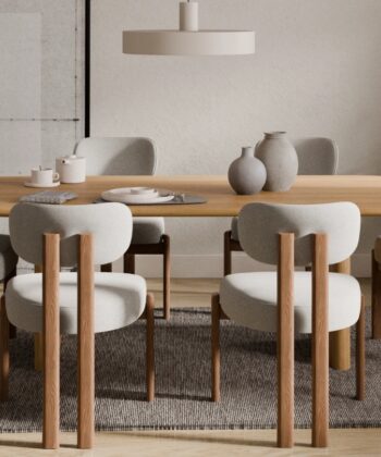 KORU Sculptural Dining Chair (H83cm × W59cm | Exposed Dual Wooden Beam Frame & Upholstered Seat)