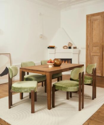 KORU Sculptural Dining Chair (H83cm × W59cm | Exposed Dual Wooden Beam Frame & Upholstered Seat)