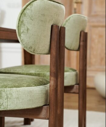 KORU Sculptural Dining Chair (H83cm × W59cm | Exposed Dual Wooden Beam Frame & Upholstered Seat)
