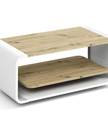 ORBISON Mobile Two-Tier Coffee Table (100×50cm × H41cm | Curved Steel Frame & Floating Shelf)