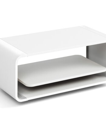 ORBISON Mobile Two-Tier Coffee Table (100×50cm × H41cm | Curved Steel Frame & Floating Shelf)