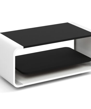 ORBISON Mobile Two-Tier Coffee Table (100×50cm × H41cm | Curved Steel Frame & Floating Shelf)