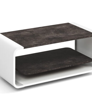 ORBISON Mobile Two-Tier Coffee Table (100×50cm × H41cm | Curved Steel Frame & Floating Shelf)