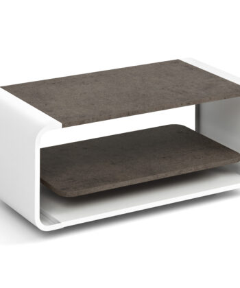 ORBISON Mobile Two-Tier Coffee Table (100×50cm × H41cm | Curved Steel Frame & Floating Shelf)