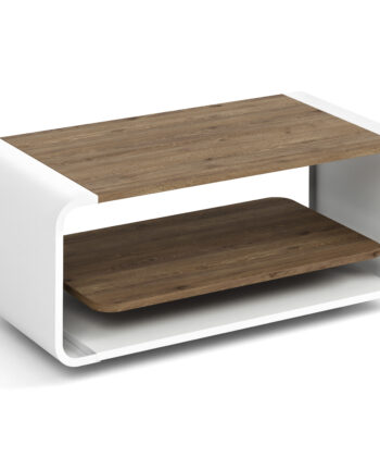 ORBISON Mobile Two-Tier Coffee Table (100×50cm × H41cm | Curved Steel Frame & Floating Shelf)